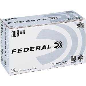 FEDERAL 308 WIN 150GR FMJ-BT 50RD/BX 5BX/CS