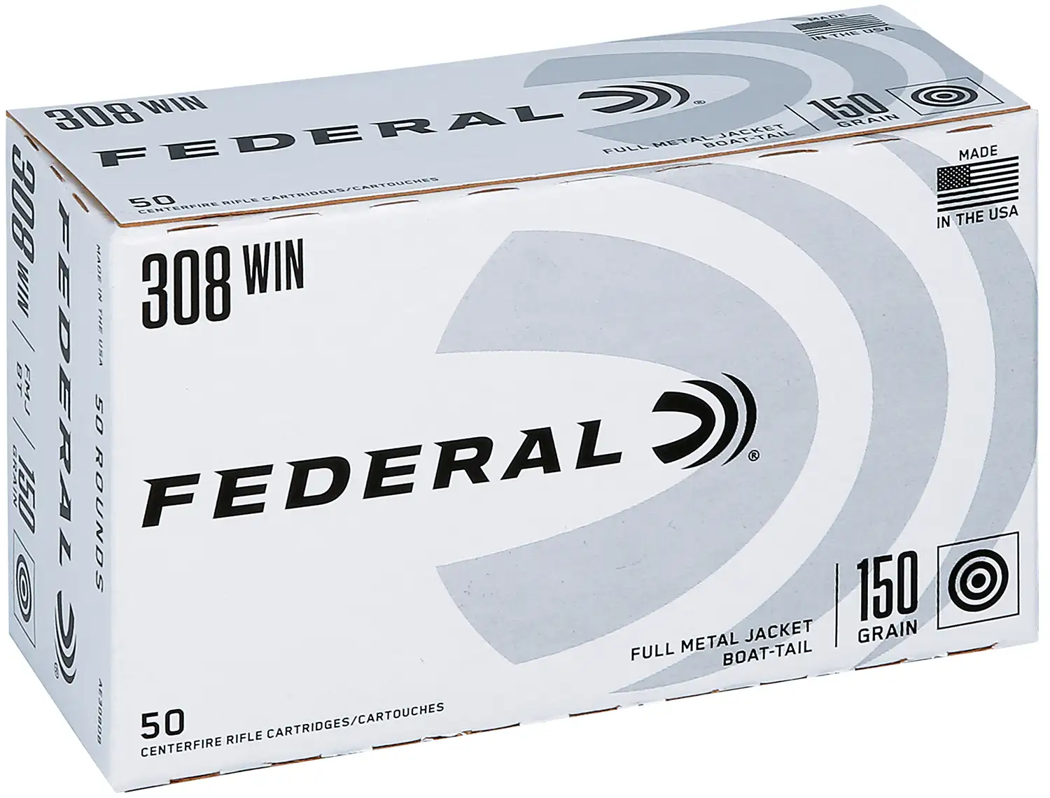 FEDERAL 308 WIN 150GR FMJ-BT 50RD/BX 5BX/CS