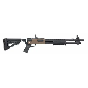 MOSSBERG 590R SECURITY 12G SHOTGUN 18.5" CHISEL FOLD STOCK, FDE RECEIVER/BLK 6+1