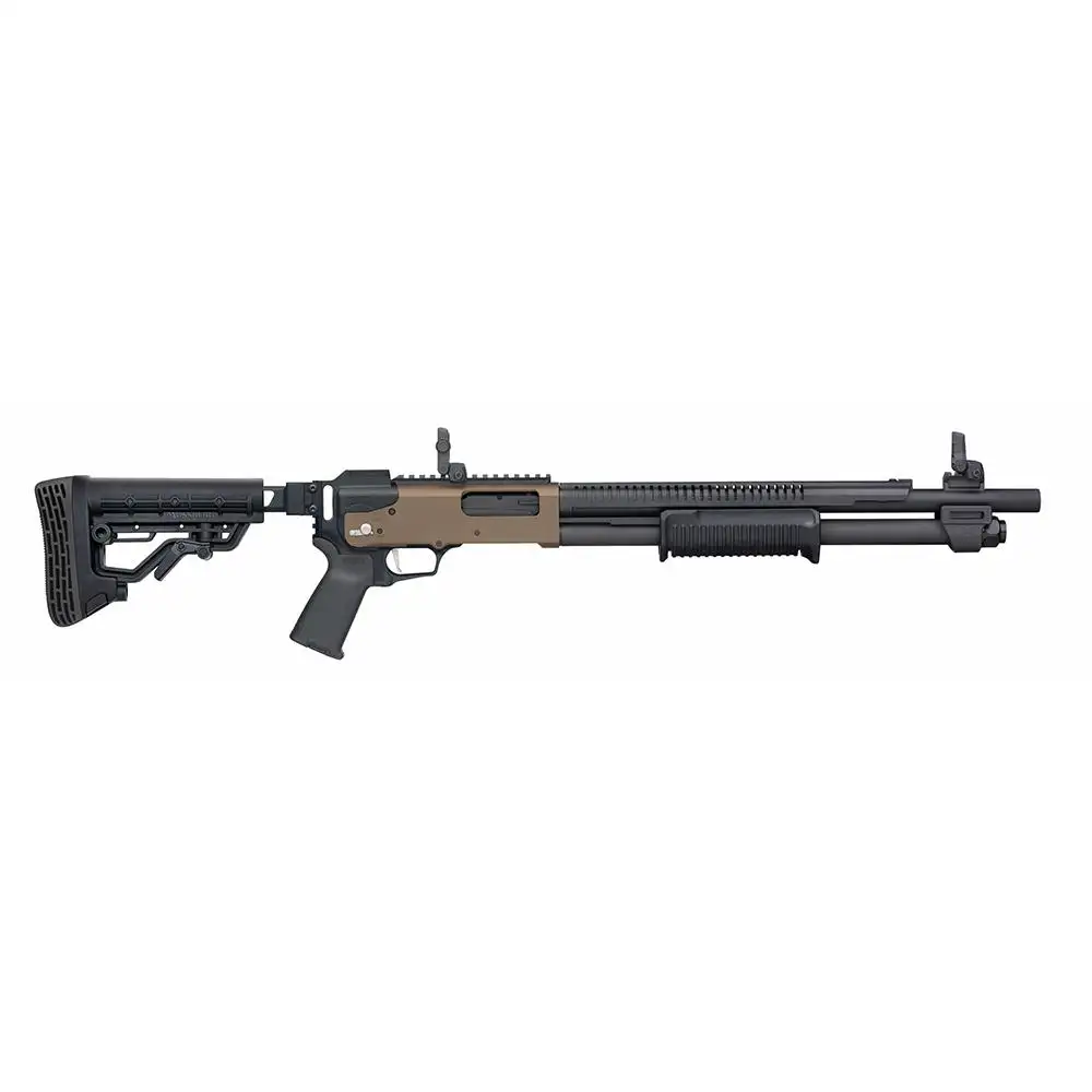 MOSSBERG 590R SECURITY 12G SHOTGUN 18.5" CHISEL FOLD STOCK, FDE RECEIVER/BLK 6+1
