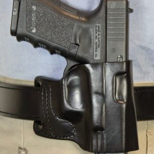 DESANTIS E-GAT SLIDE HOLSTER - OWB RH LTHR FITS GLOCK 19 BLK
