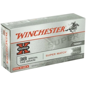 WINCHESTER 38 SPECIAL SUPER-X TARGET SUPER MATCH LWC 148 GR 50 RD/BX 10 BX/CS