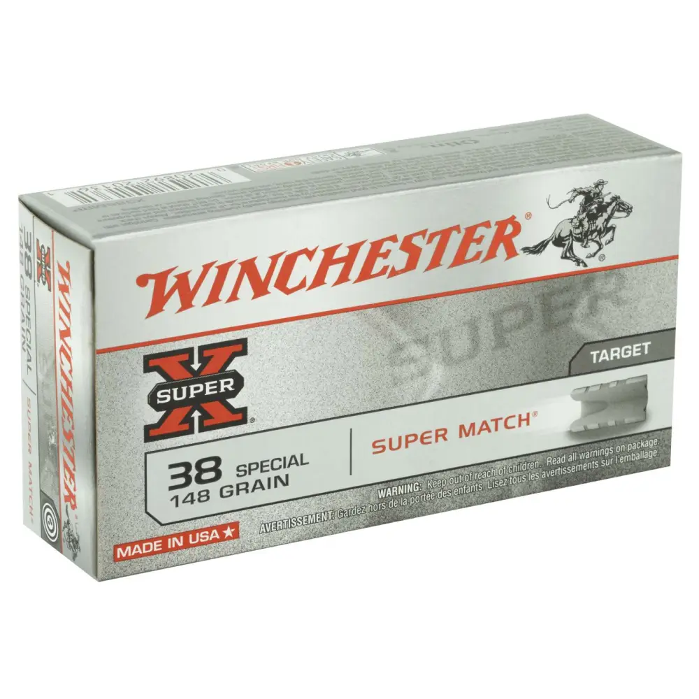WINCHESTER 38 SPECIAL SUPER-X TARGET SUPER MATCH LWC 148 GR 50 RD/BX 10 BX/CS