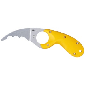 CRKT BEAR CLAW 2.39" YELLOW W/ - VEFF SERRATIONS BELT CLIP