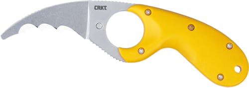 CRKT BEAR CLAW 2.39" YELLOW W/ - VEFF SERRATIONS BELT CLIP