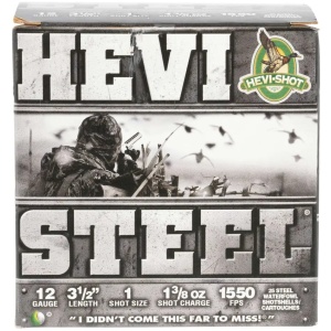 HEVI-SHOT HEVI-STEEL 12GA 3-1/2IN 1-3/8OZ #1 25 RD/BX 10 BX/CS