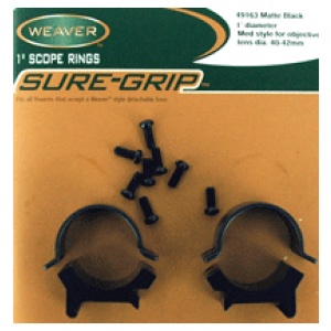 WEAVER RINGS DETACHABLE TOP - MOUNT SURE-GRIP 1" MED MATTE