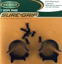 WEAVER RINGS DETACHABLE TOP - MOUNT SURE-GRIP 1" MED MATTE