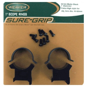 WEAVER RINGS DETACHABLE TOP - MOUNT SURE-GRIP 1" X-HIGH MATT