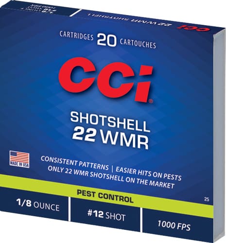CCI SHOTSHELL 22WMR 52GR #12 - SHOT 1000FPS  20RD 100BX/CS