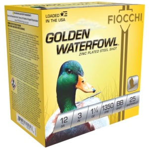 FIOCCHI GOLDEN WATERFOWL 12GA - 3" 1-1/4OZ #BB 25RD 10BX/CS