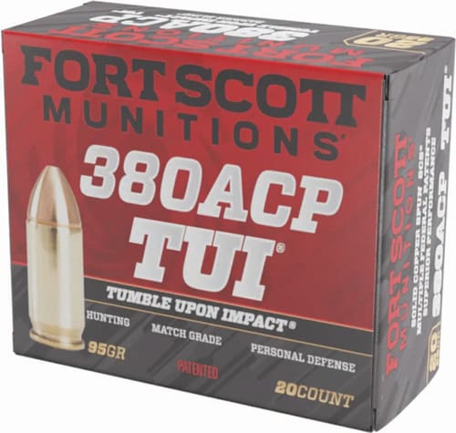 FORT SCOTT 380 ACP 95GR TUI - SOLID COPPER 20RD 25BX/CS