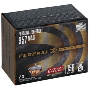FEDERAL PREMIUM 357 MAG 158GR - HYDRA-SHOK JHP 20RD 25BX/CS