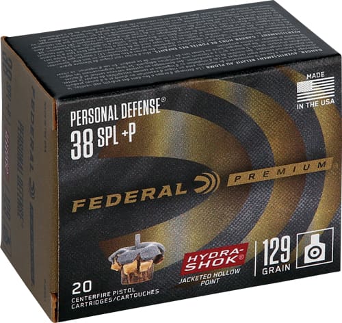 FEDERAL 38 SPECIAL+P 129GR - HYDRA-SHOK JHP 20RD 25BX/CS