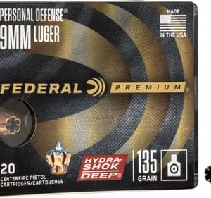 FEDERAL 9MM LUGER 135GR - HYDRA-SHOK DEEP HP 20RD 10BX/C