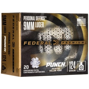 FEDERAL PUNCH 9MM LUGER - 124GR JHP 20RD 10BX/CS