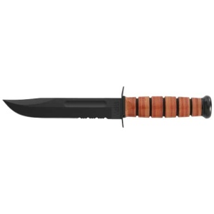 KA-BAR FIGHTING/UTILITY KNIFE - 7" SRRTD W/LTHR SHTH US ARMY