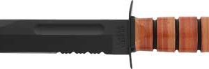 KA-BAR FIGHTING/UTILITY KNIFE - 7" SRRTD W/LTHR SHTH US ARMY