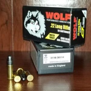 Wolf 22LR Match Target Ammunition WPA22MTB 40 Grain Lead Round Nose 50 Rounds