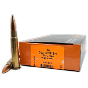 HSM AMMUNITION 303 BRITISH 174GR HPBT MATCH 20RD BOX 20 BOXES PER CASE