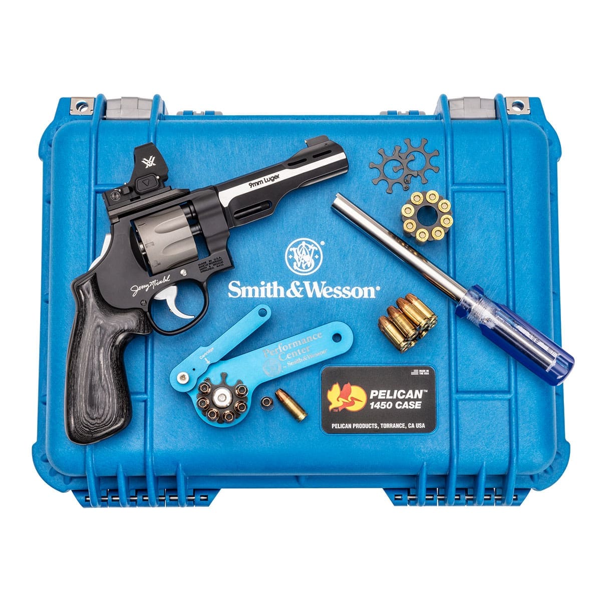 SMITH & WESSON PC MODEL 327 WR JERRY MICULEK 9MM REV 5" 8RD D/A SCANDIUM FRAME, VORTEX RED DOT