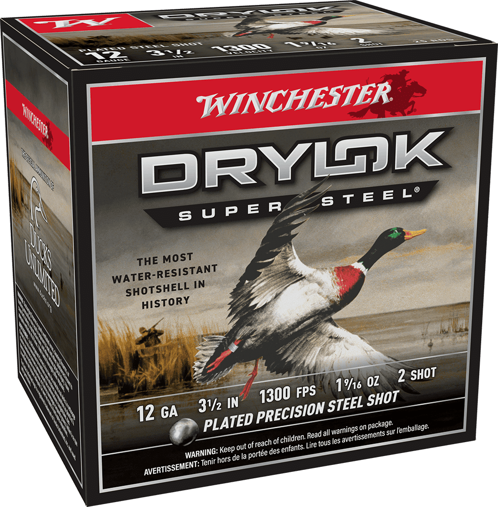 WINCHESTER DRYLOK SUPER STEEL 12 GA 3-1/2" #2 1-9/16 OZ 25 RD/BX 10 BX/CS