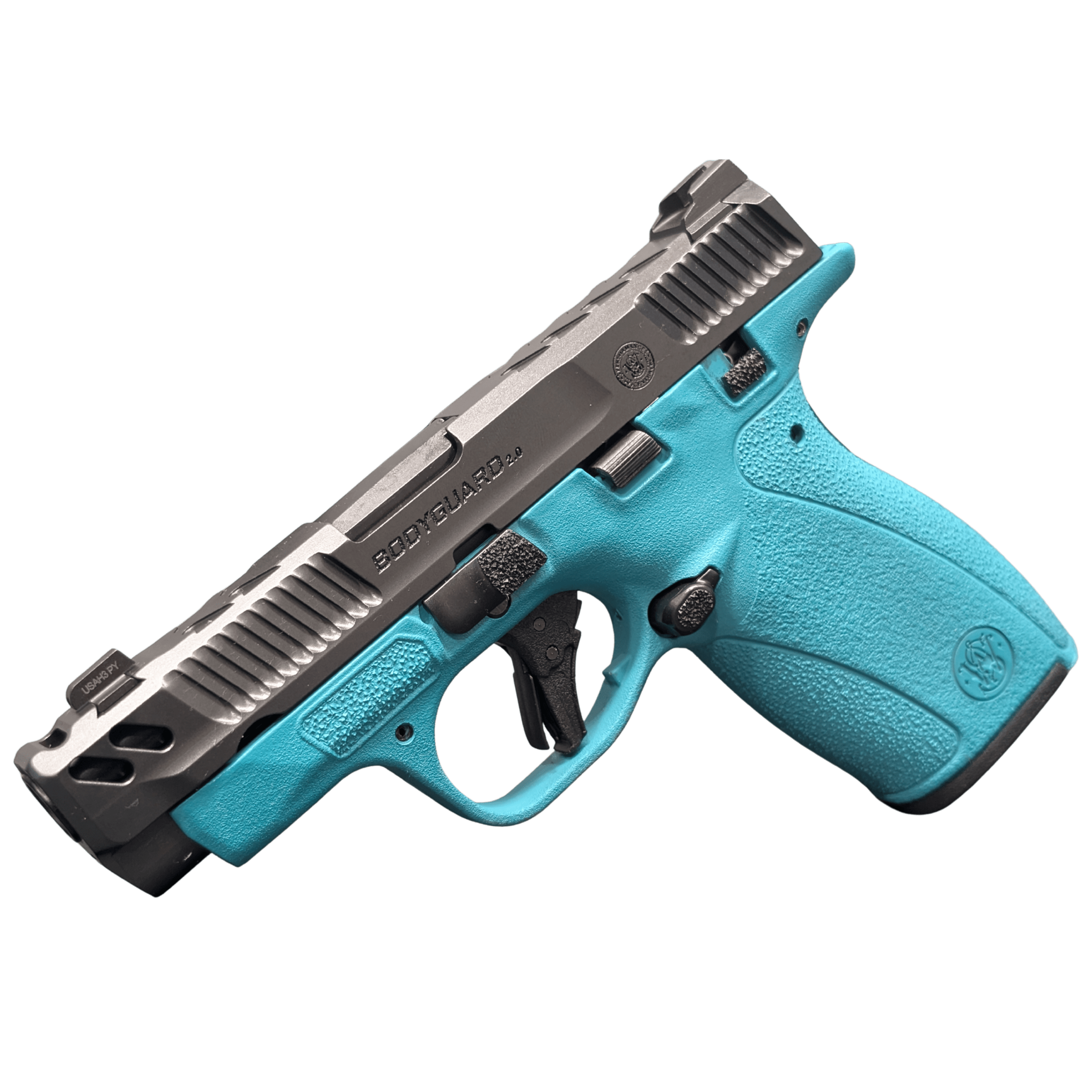 SMITH & WESSON PC BODYGUARD 2.0 CARRY COMP AZTEC TEAL FRM 380ACP PISTOL 3.1" M.S  1-10RD, 1-12RD MAG