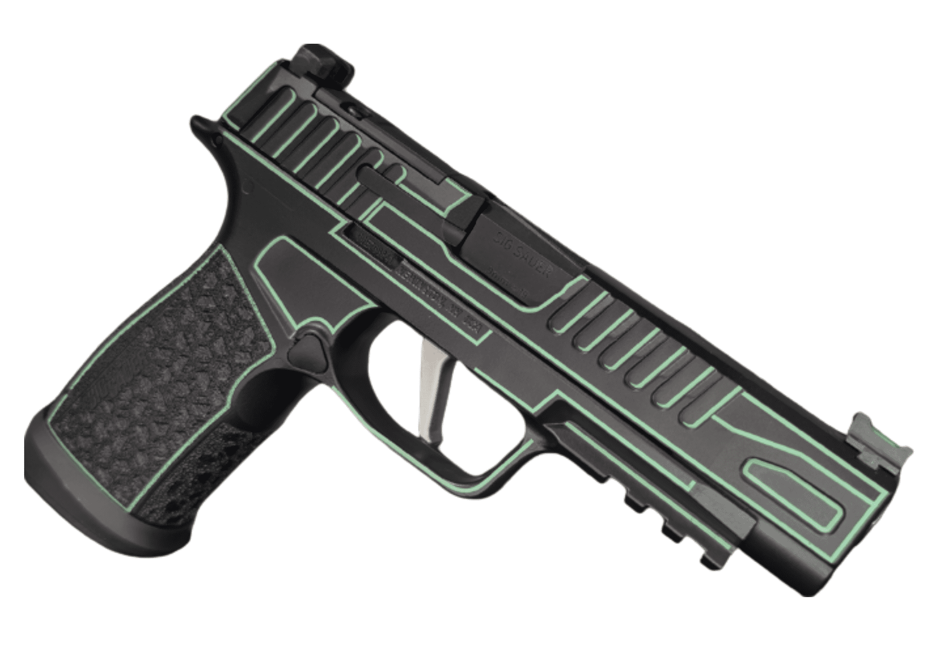 SIG SAUER P365 FUSE 9MM 4.3" BLACK/LIME GREEN OUTLINE O.R. 1-17RD, 2-21RD