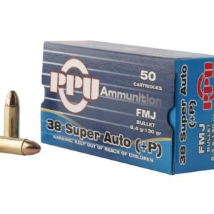 Prvi PPU 38 Super Auto +P Ammunition Handgun PPH38SU 130 Grain Full Metal Jacket 50 Rounds