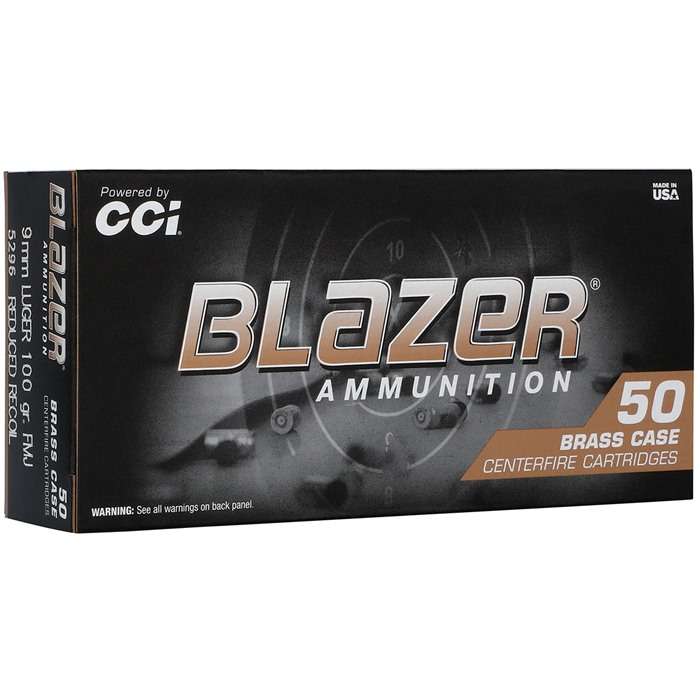 CCI 9MM LUGER 100GR FMJ BLAZER BRASS 50 RD/BX 20 BX/CS