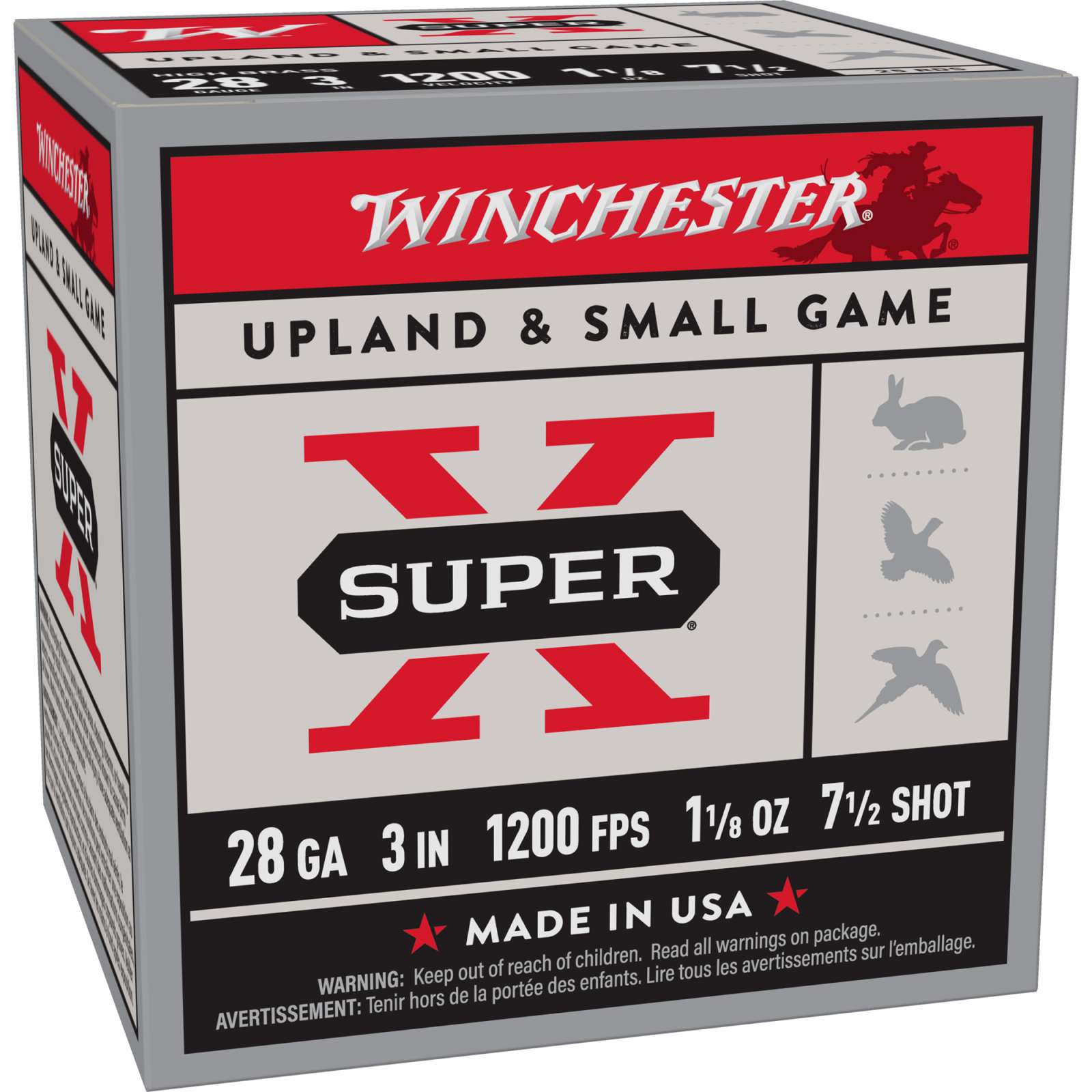 WINCHESTER 28 GA 3" #7.5 SUPER-X HB 1-1/8 OZ  25 RD/BX 10 BX/CS