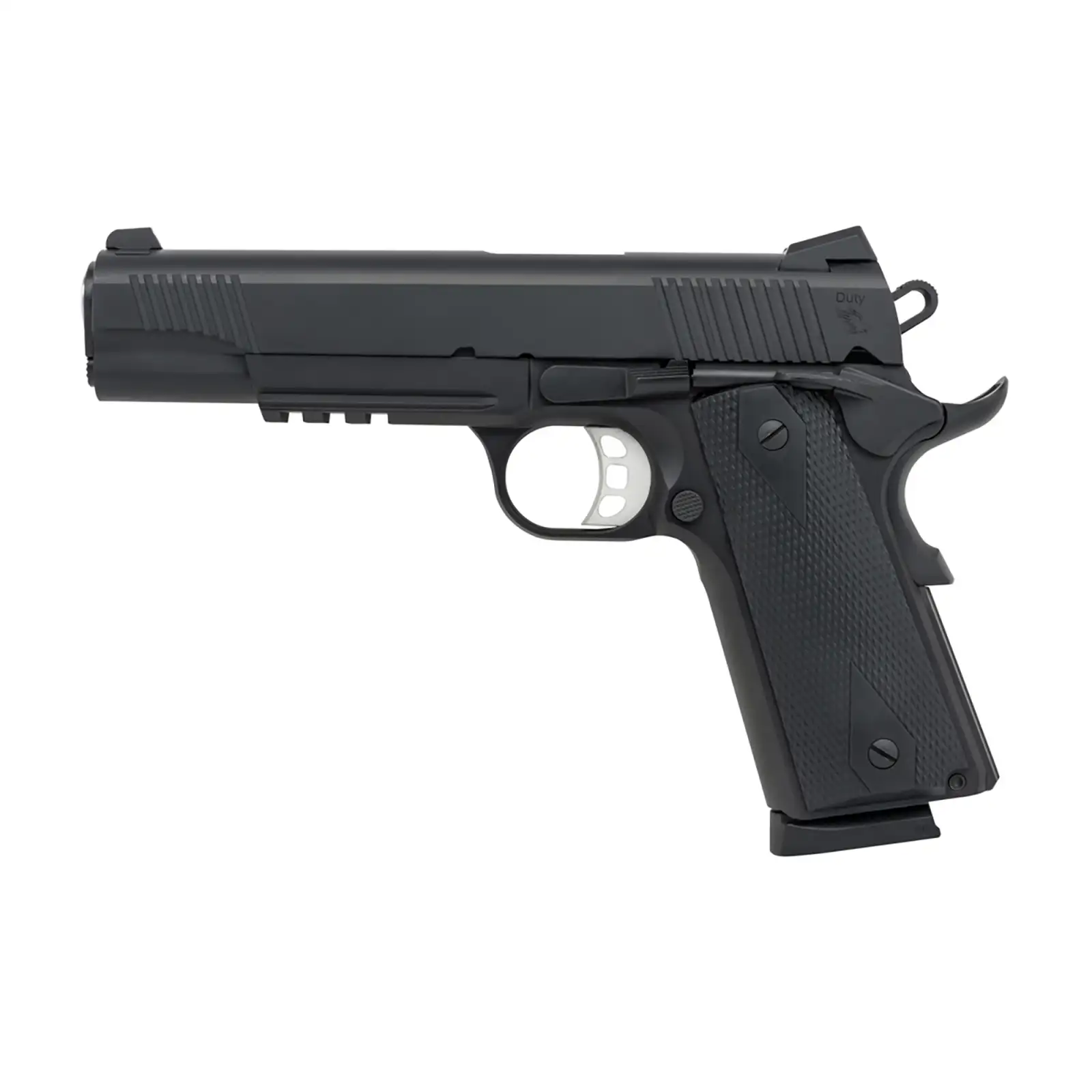 TISAS 1911 45ACP 5" BLACK, RAIL, RUBBER, ENH, 2-8RD