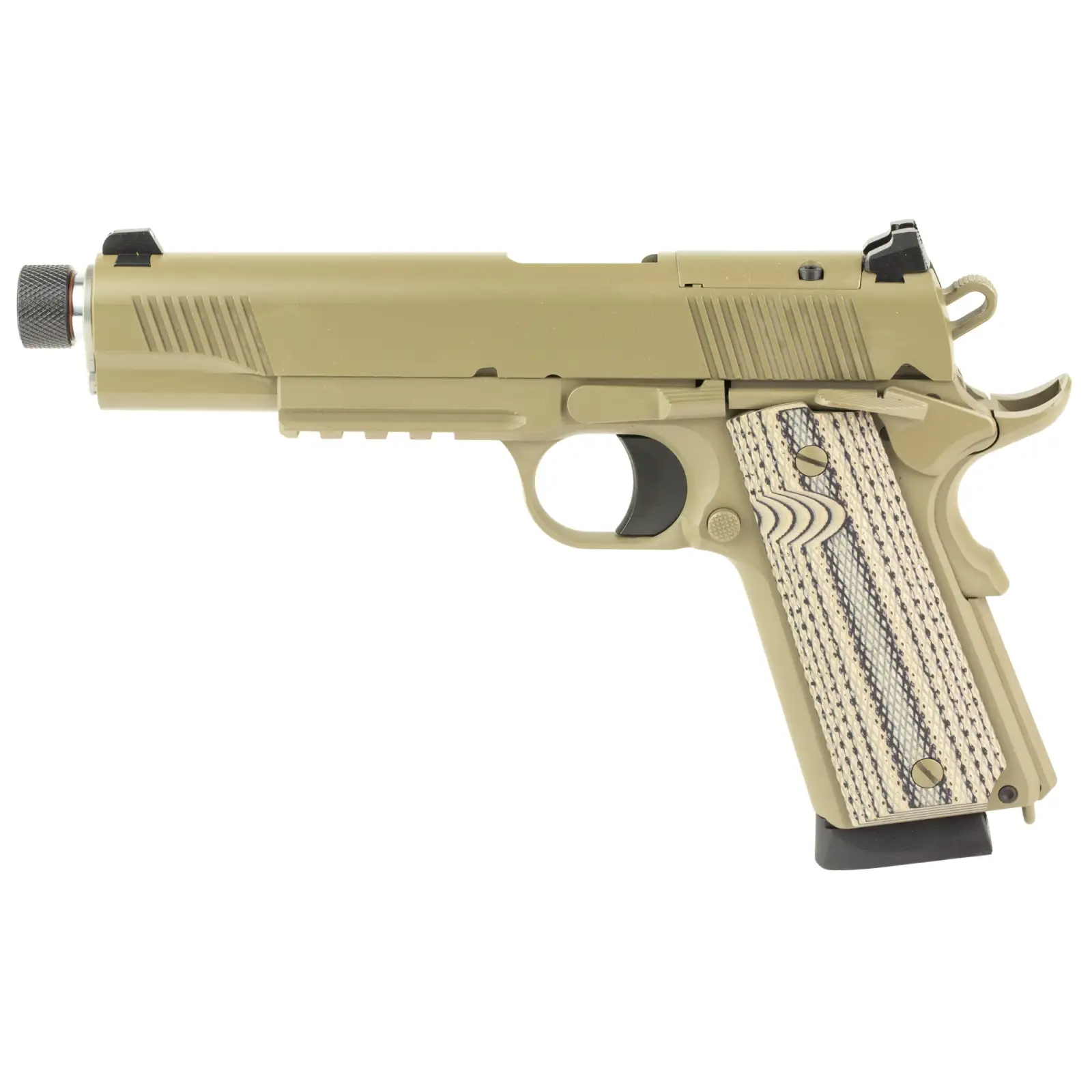 TISAS 1911 45ACP 5.5" FDE, OR, RAIL