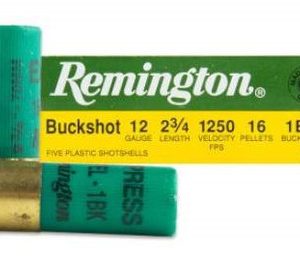 Remington 12 Gauge Ammunition 12B1 2-3/4" 1 Buck 16 Pellet 5 rounds