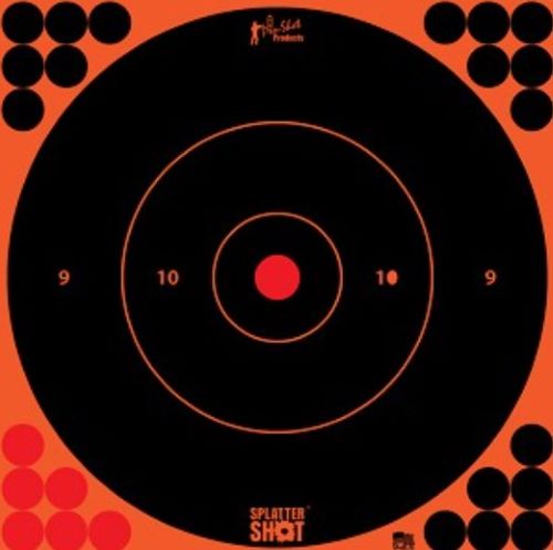 SPLATTER SHOT TARGET BULLSEYE - 12" ORANGE PEEL/STICK 5EA