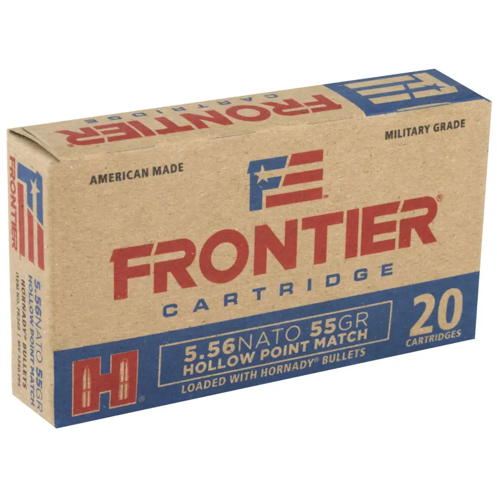 HORNADY FRONTIER 5.56NATO 55GR HP 20RD BX 500RD CASE