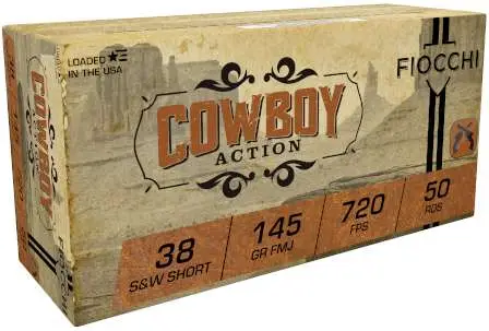 FIOCCHI 38 S&W SHORT 145GR FMJ COWBOY ACTION 50RD BX 1000RD CS