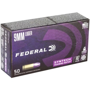 FEDERAL AE 9MM 147G SYNTEC MTCH TSJ 50RD BX 10/CASE