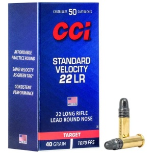 CCI 22 LR STANDARD VELOCITY  40GR LRN 50 RD/BX 100 BX/CS