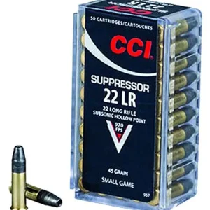 CCI 22 LR SUPPRESSOR 45GR SOLID 50 RD/BX 100 BX/CS