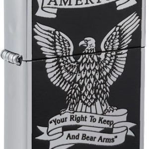 ZIPPO WINDPROOF LIGHTER EAGLE - RIGHT TO BEAR ARMS