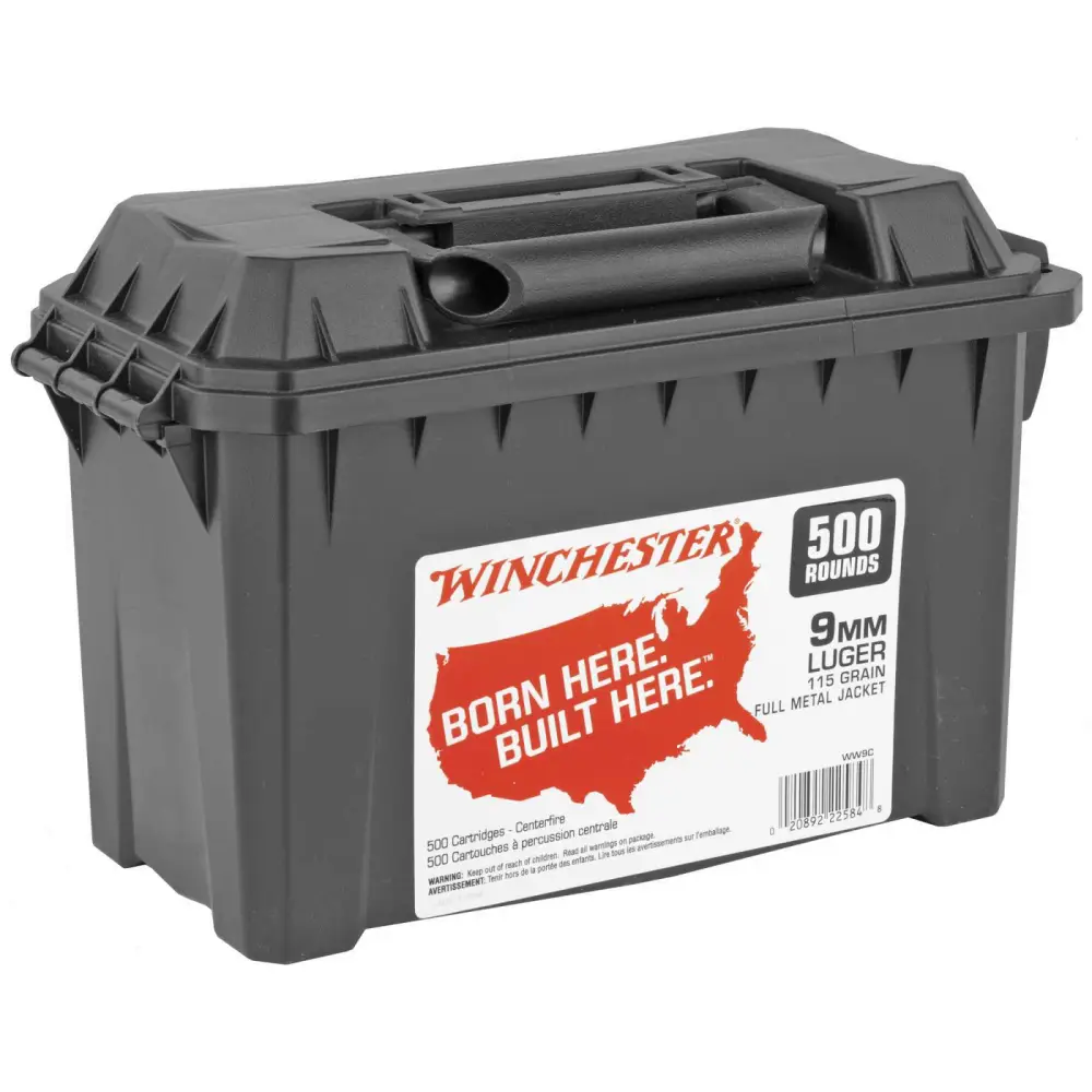 WINCHESTER 9 MM USA BHBH 115 GR AMMO CAN 500 RD/BX 2 BX/CS
