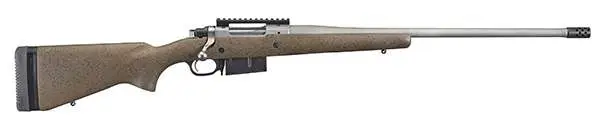 RUGER HAWKEYE LR HNTR 6.5PRC BOLT RFL, 22" MT STS THRDED BBL, SPECK BLK/BRN STOCK, 3RD MAG FED