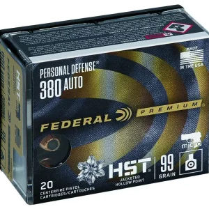FEDERAL 380 AUTO 99GR HST JHP 20 RD/BX 10 BX/CS