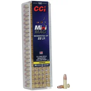 CCI 22 LR MINI MAG 40GR SEGMENTED HP 100 RD/BX 50 BX/CS