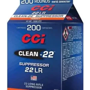 CCI 22 LR SUPPRESSOR CLEAN-22 BLK 45GR LRN 200 RD/BX 10 BX/CS