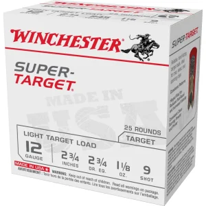 WINCHESTER 12 GA 2-3/4" #9 SUPER-TARGET LIGHT TARGET 1-1/8 OZ 25 RD/BX 10 BX/CS