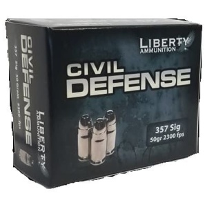 Liberty 357 Sig Ammunition 357SIG053 Civil Defense 50 Grain Fragmenting Lead Free Hollow Point 20 Rounds