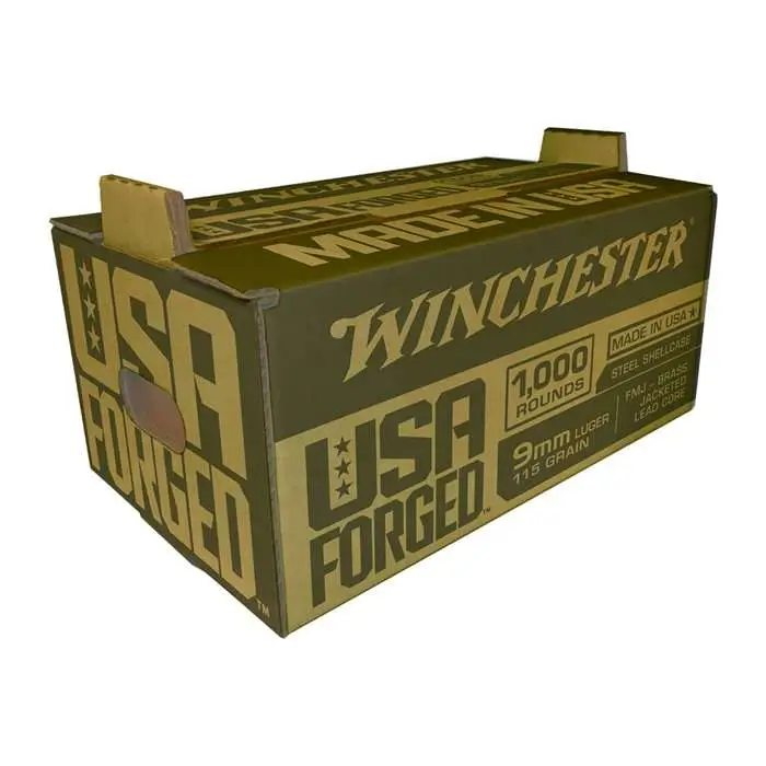 WINCHESTER 9 MM USA FORGED STEEL FMJ 115 GR 1000 RD/BX 1 BX/CS