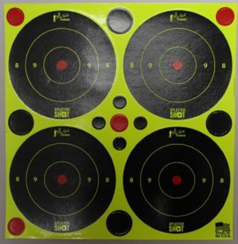 SPLATTER SHOT TARGET BULLSEYE - 3" GREEN PEEL/STICK 12 SHEETS